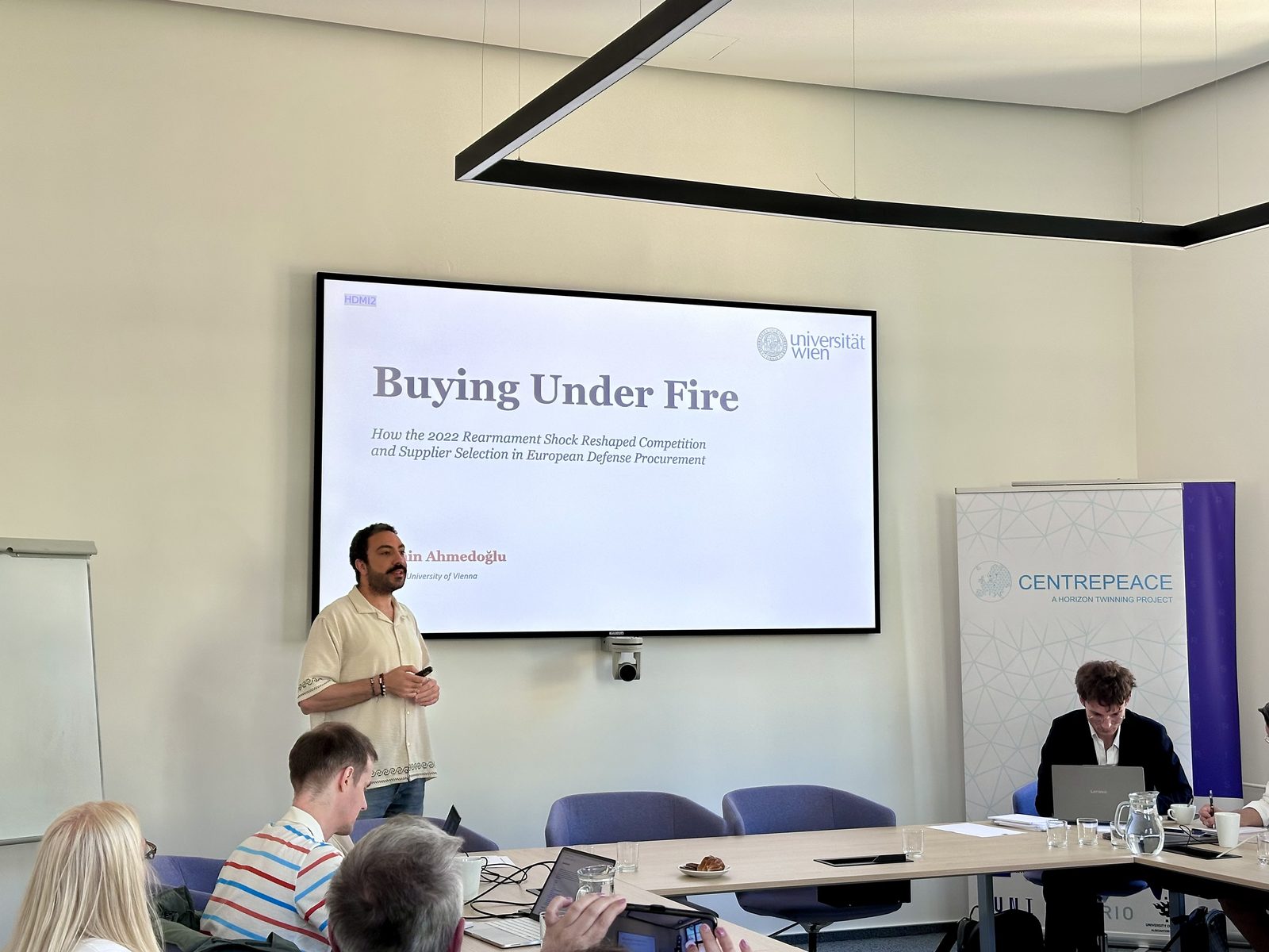 Presenting “Buying Under Fire” at the Workshop on European Defence and Defence Economics, Masaryk University, Brno